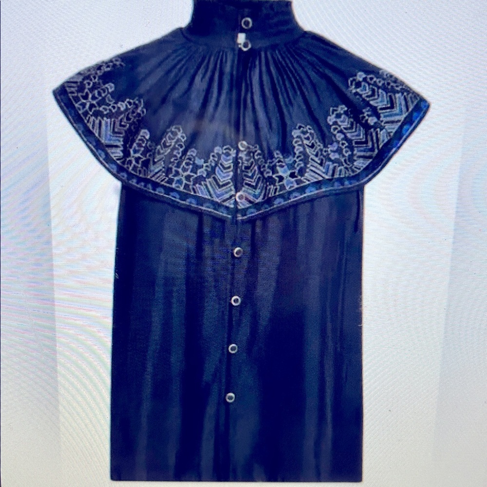 NWT Ramy Brook Abbe Cobalt Blue Sleeveless Top Blouse Embroider Collar HauteBoho